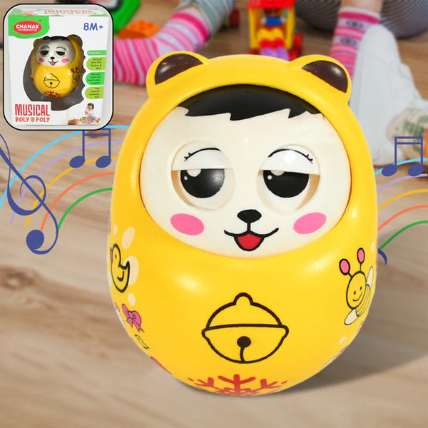 Musical Roly Poly Toys for Baby | Push and Shake Wobbling Toy with Music | Tumbler Doll Toy for Babies | Sound Balancing Doll Toys for Baby Boys, Girls 8+ Months Multicolor (1 Pc)
