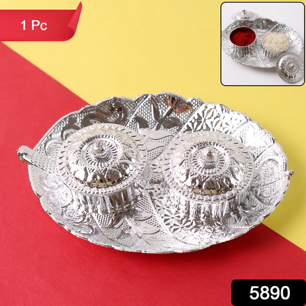 Leaf Shape Special Puja Thali (1 Pc / Mix Design)